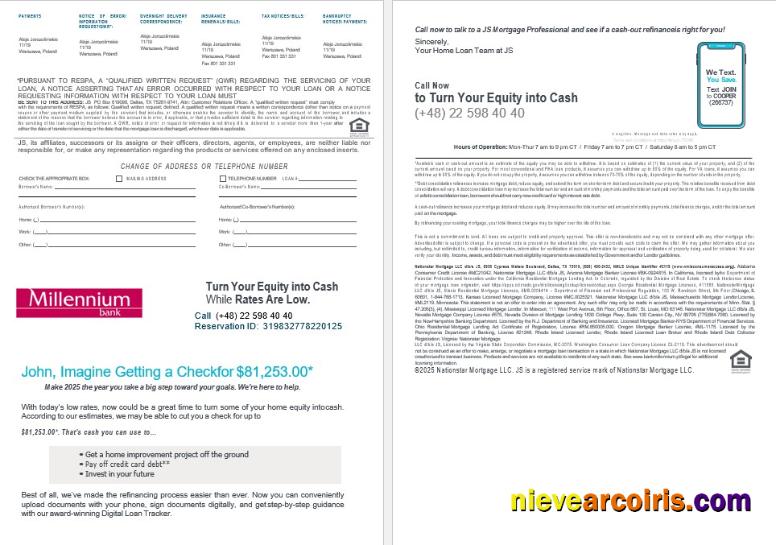 Poland Millennium bank mortgage statement 3-4